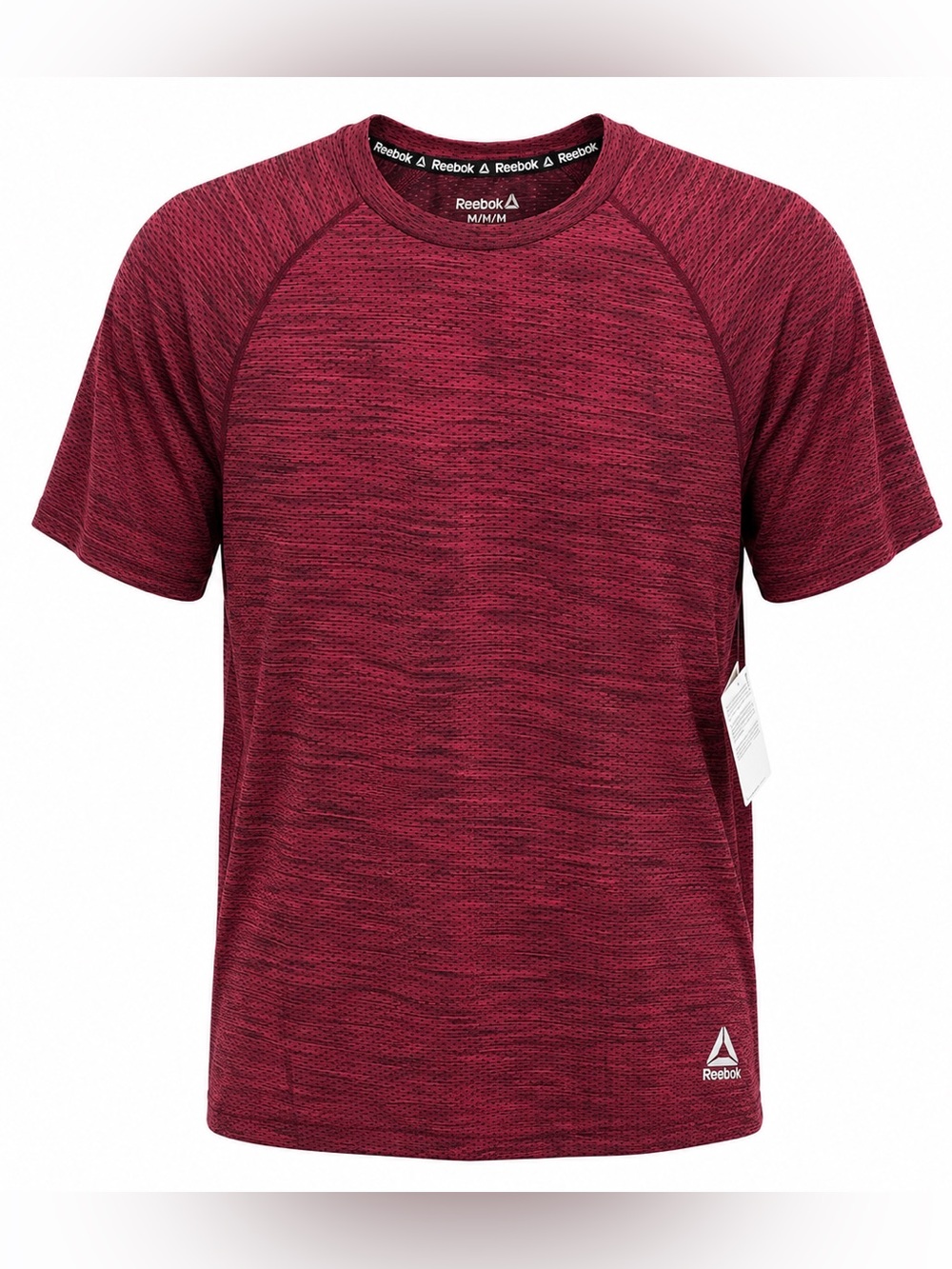 Reebok Men's Space Dye Performance T-Shirt M Red Heather Quick Dry Activewear